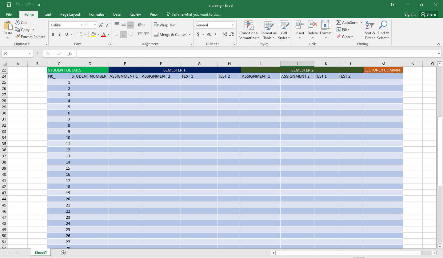 Microsoft Excel Interface